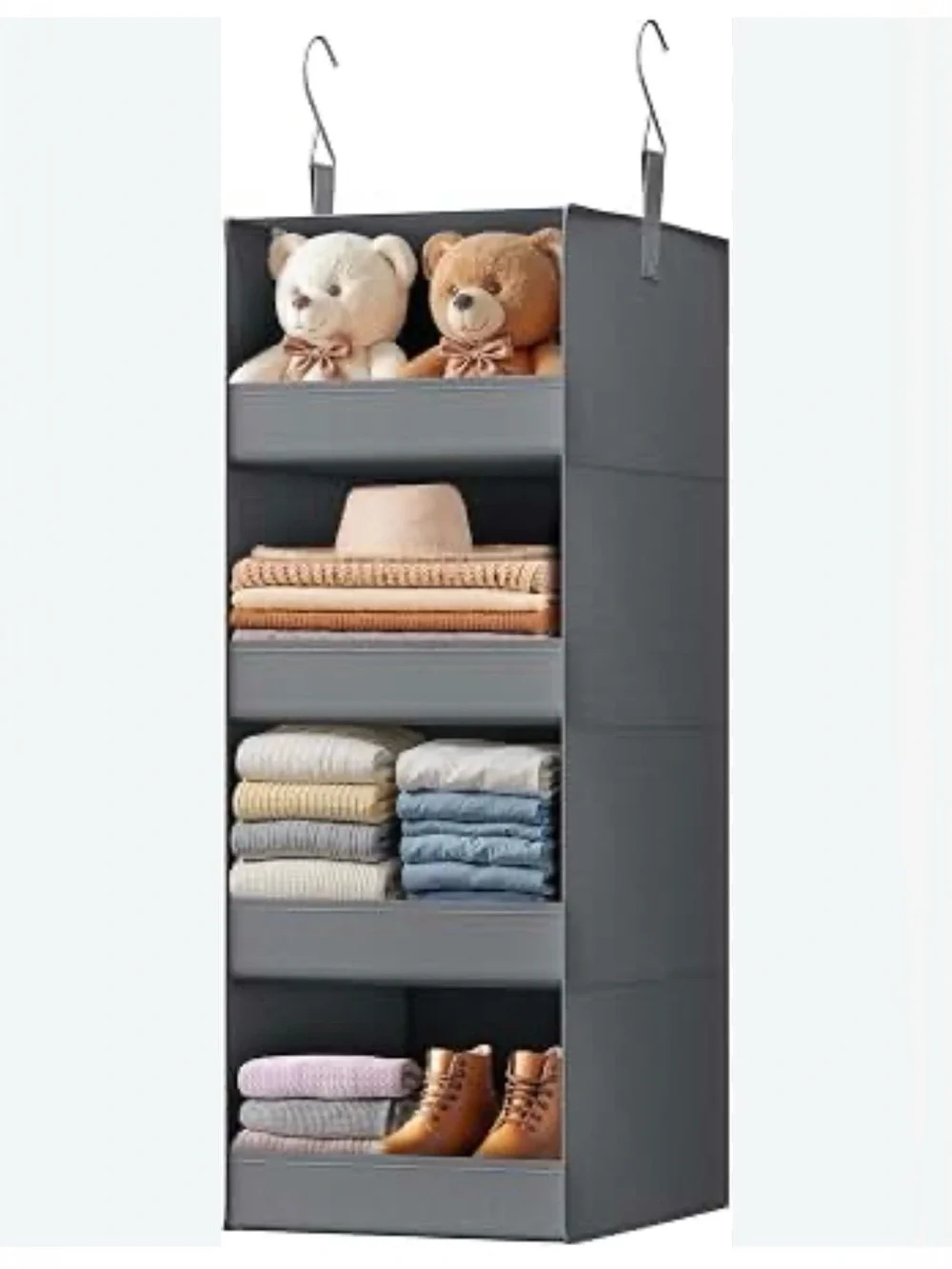 Gray 4 Shelf Hanging Closet Organizer - 2 Pack